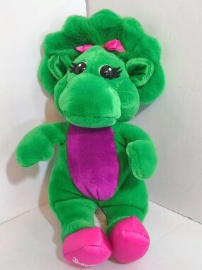 VTG Baby Bop 1992 Plush 15" Stuffed Animal The Barney Show Lyons Green Dinosaur